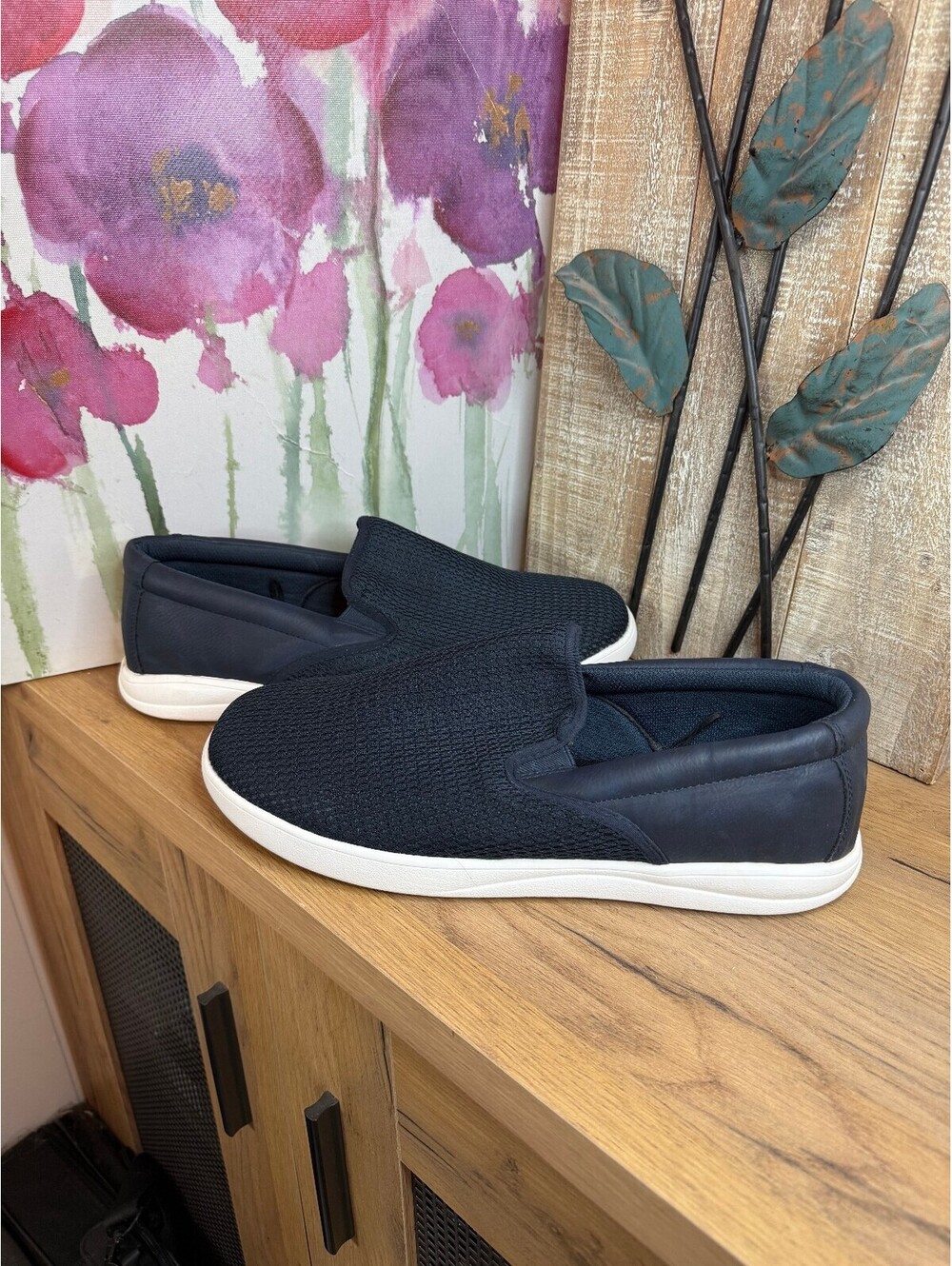 Eddie Bauer Spring Hill Mens Size 13 Navy Mesh Slip-On Shoes